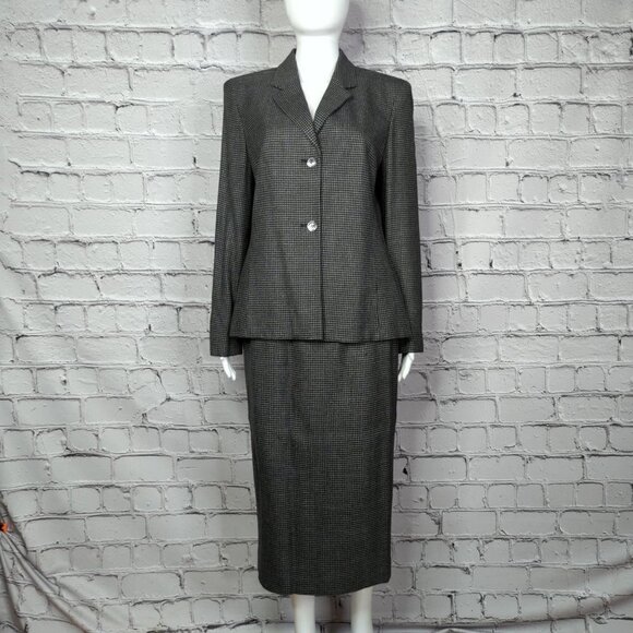 Jones Wear Houndstooth Woolen Jacket and Skirt Set, Women's Small - Picture 3 of 16